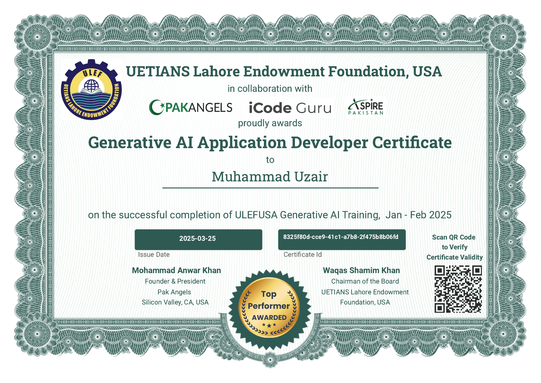 Generative AI Application Developer Certificate